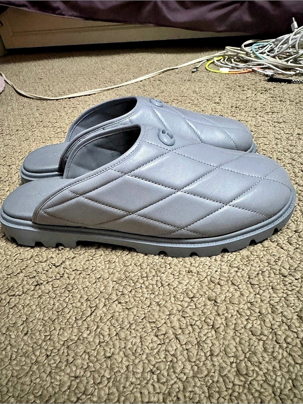 Coach Alyssa Clog With Quilting Quilted Mules Gray US 10